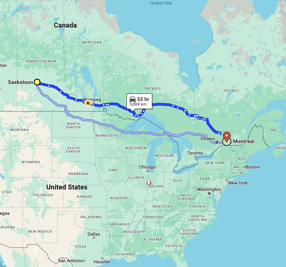 container shipping from saskatoon to montreal